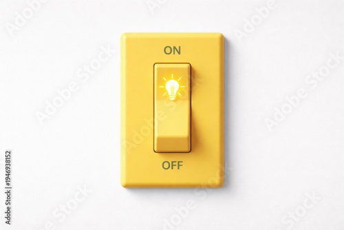 Innovation idea concept with glowing light bulb switch turned on representing creativity technology and AI automation