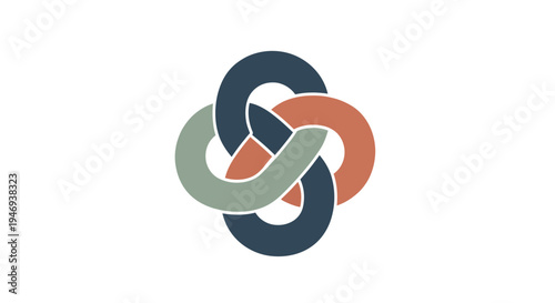 Interconnected colored circle logo symbol.