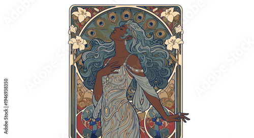 Art Nouveau Style Female Figure Painting.