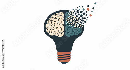 Light Bulb with Brain Inside.