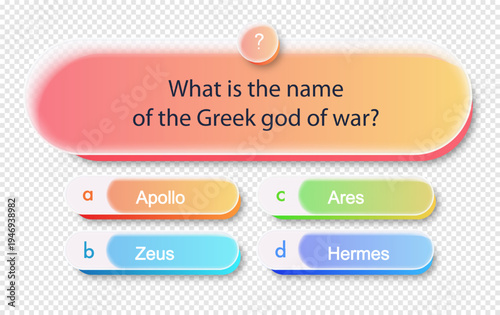 Question and answer glassmorhism for quiz game, exam, tv show, school, examination test