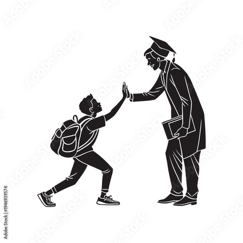 Student giving a cheerful high five to a teacher in a school environment celebrating encouragement and success
