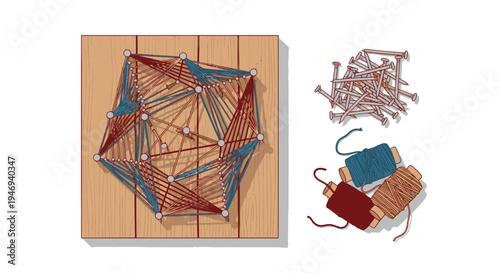 Geoboard with rubber bands and nails.