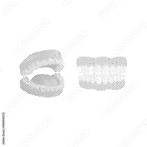 Pair of Dental Teeth Vector Illustration in Halftone Style