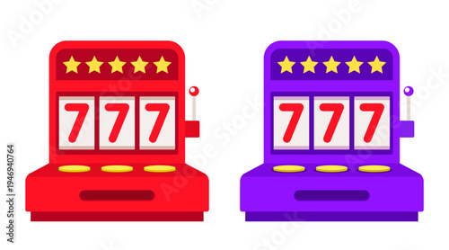 Slot machine. Vector flat cartoon illustration isolated on white background.