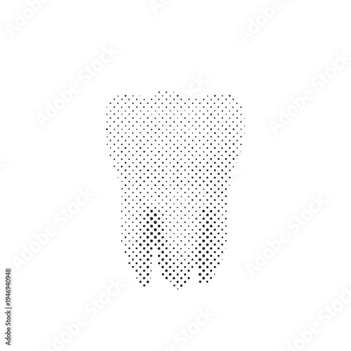 Minimalist Dental Tooth Icon in Halftone Dotted Vector Style