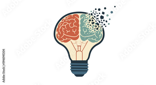 Light Bulb Brain Idea Concept.