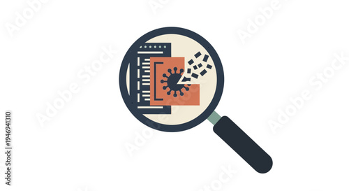 Magnifying glass with graphic design elements.