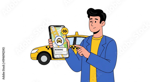 Man holding smartphone with delivery.