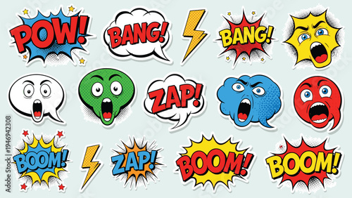 Comic Book Sound Effects and Exclamations - POW, BANG, BOOM, ZAP