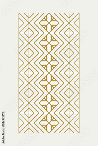Geometric Art Deco wallpaper cream gold patterned. Golden lines on a cream-colored background. Timeless and elegant design for textiles and home décor.

