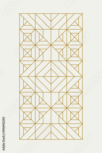 Geometric Art Deco wallpaper cream gold patterned. Golden lines on a cream-colored background. Timeless and elegant design for textiles and home décor.

