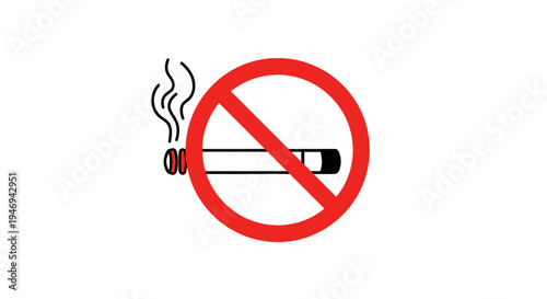 No Smoking Symbol Depicting Cigarette Ban With Smoke in a Clean White Background