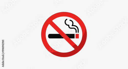 No Smoking Symbol: Prohibition Illustration Against Cigarettes and Health Hazards