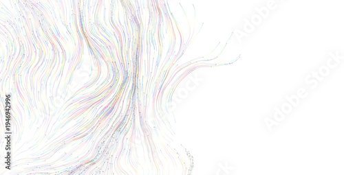Abstract and colorful lines flow and blend, creating a mesmerizing pattern against a clean white background. Perfect fo