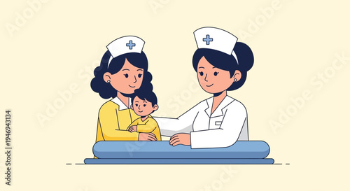 Nurses Tenderly Caring For a Young Patient Within a Comforting Medical Setting