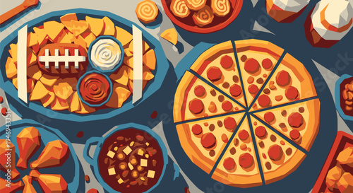 Football Party Food Pizza Snacks Delicious.