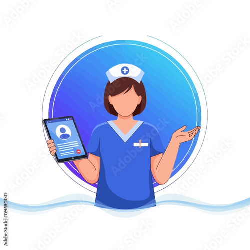 Online Nurse Presenting Digital Healthcare Solutions and Virtual Medical Consultations