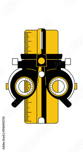 Optical Instrument Design: Modern Illustration of a Phoropter for Eye Examination and Vision Testing