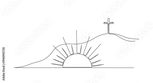 Sunrise Cross on Hill - Hope, Faith, and New Beginning Visuals