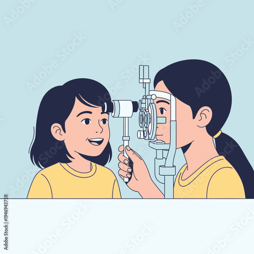Optimistic Pediatric Eye Examination Illustrates Vision Assessment and Healthy Sight for Children
