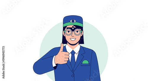 Optimistic Optometrist Approving Eye Exam Results Showing Great Vision and Perfect Health