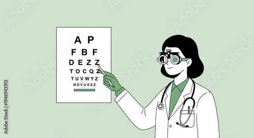 Optometrist Conducting Eye Exam Using Modern Equipment and a Classic Chart