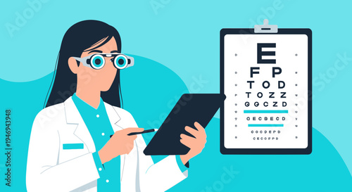 Optometrist Conducting Eye Exam Using Modern Tools And A Comprehensive Vision Chart