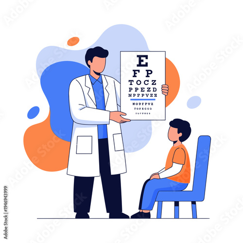 Optometrist Conducting Eye Exam on Young Patient Using Traditional Chart Method