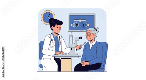 Optometrist Examining Patient's Eyes With Advanced Diagnostic Technology In A Clinic