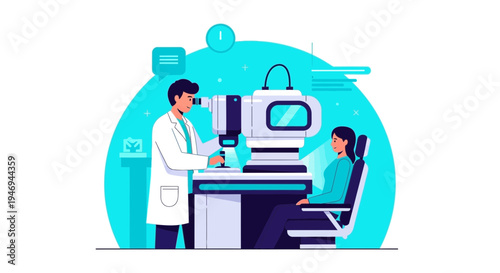 Optometrist Performs Eye Examination on Patient Using Advanced Ophthalmic Equipment