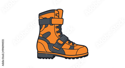 Orange And Gray Boot Illustration Perfect For Footwear Design And Outdoors Activities