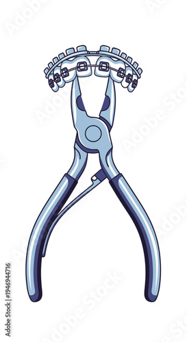 Orthodontic Pliers Holding Dental Braces: A Modern Representation for Healthcare and Dentistry