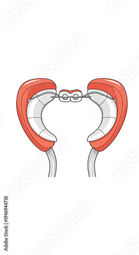 Orthodontic Device Depiction: Artistic Rendering of Dental Braces in a Vector Illustration