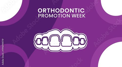 Orthodontic Promotion Week Graphic Design With Purple Circles And Teeth Illustration