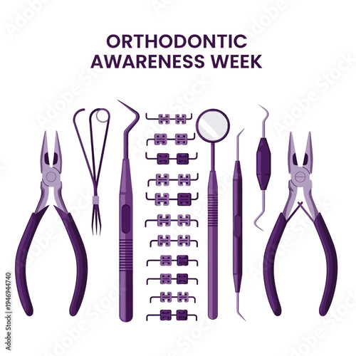 Orthodontic Tools and Braces Illustration for Dental Health Awareness Campaign Imagery