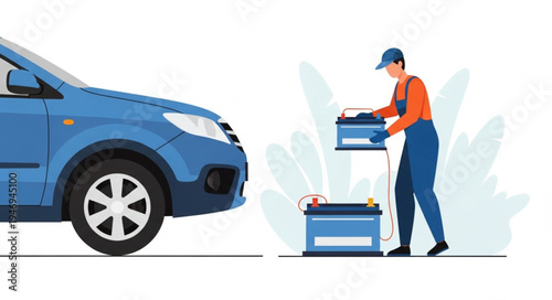 Man loading car battery boxes.