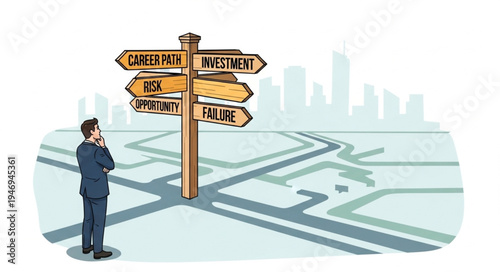 Man looking at city directions.