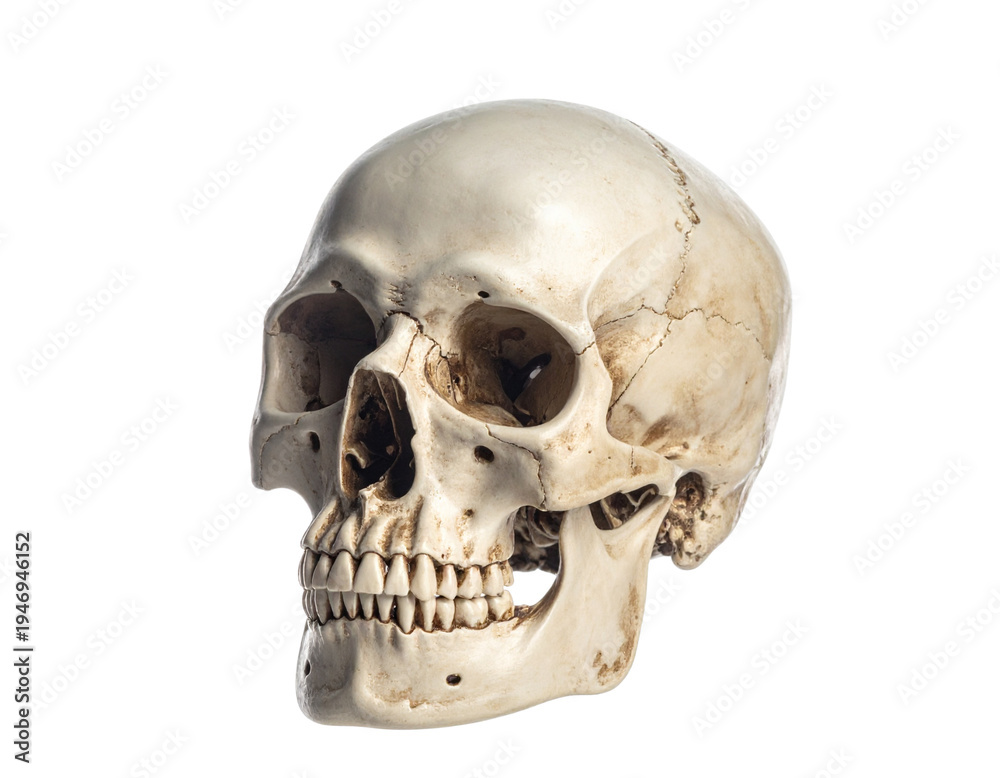 Obraz premium Untitled design - Firefly_a high quality stock photograph of a single skull head isolated on a white background