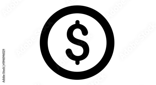 A simple black dollar sign symbol enclosed within a circular outline, representing currency, finance, and monetary value.