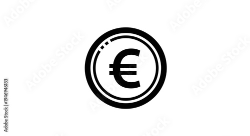 Black Euro currency symbol icon in a circle on a white background, representing finance and economy.