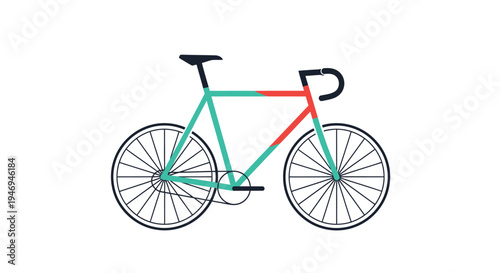 Modern Bicycle with Two-Tone Frame on Isolated White Background, Healthy Lifestyle Cycling Vehicle
