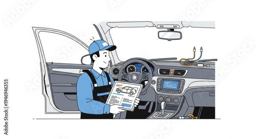 Man in delivery truck driving.