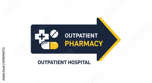 Outpatient Pharmacy Sign Depicting Healthcare Direction And Medical Services Clearly