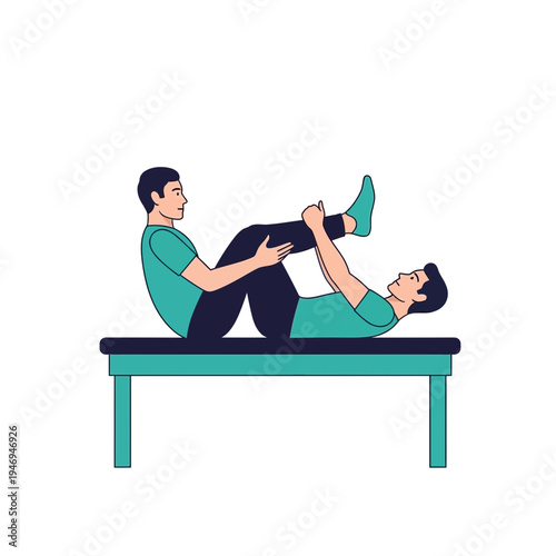 Partnered Fitness Routine: Dynamic Assisted Leg Stretch on a Elevated Surface for Wellness
