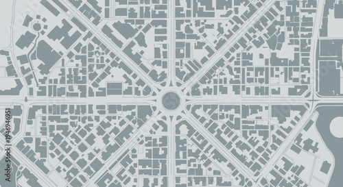 Detailed Aerial View of a Modern City Map with Streets and Buildings