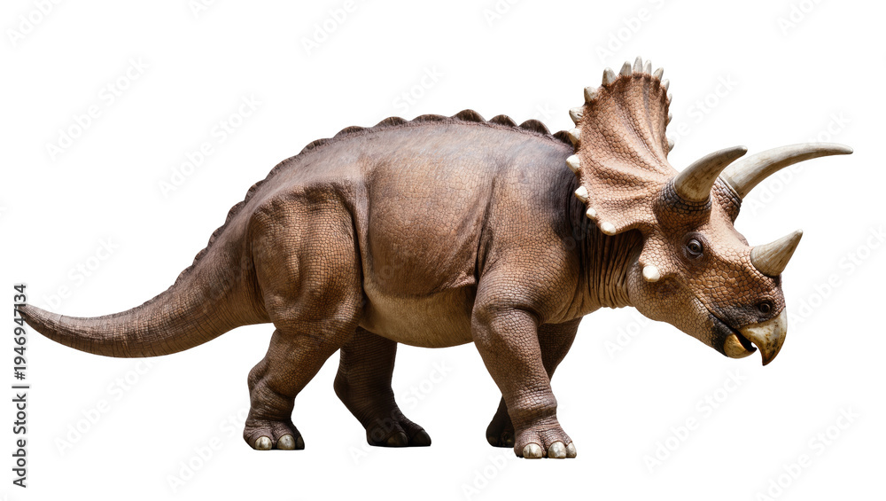Fototapeta premium Isolated Triceratops dinosaur, majestic horned herbivore from the late Cretaceous period