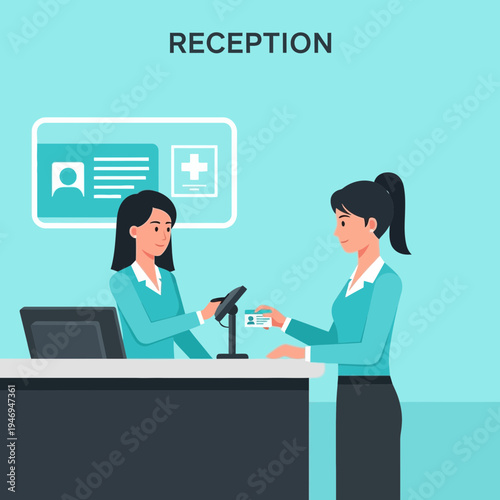 Patient Registration and Healthcare System Reception Illustrative Representation for Medical