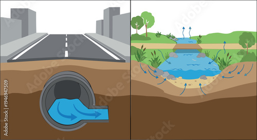 Stormwater runoff diversion into a rain garden infiltration basin for green infrastructure