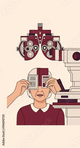 Patient Undergoes Vision Examination Using Ophthalmic Equipment for Visual Acuity Assessment